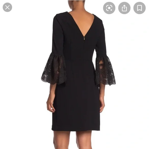 Trina Turk Luciana Lace Embroidered Bell Sleeve Sheath Black Dress Size 0 NWT - Picture 10 of 10